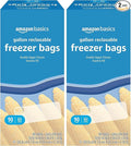 Amazon Basics Freezer Gallon Bags | Stand & Fill Base | 90 Count | Pack of 2