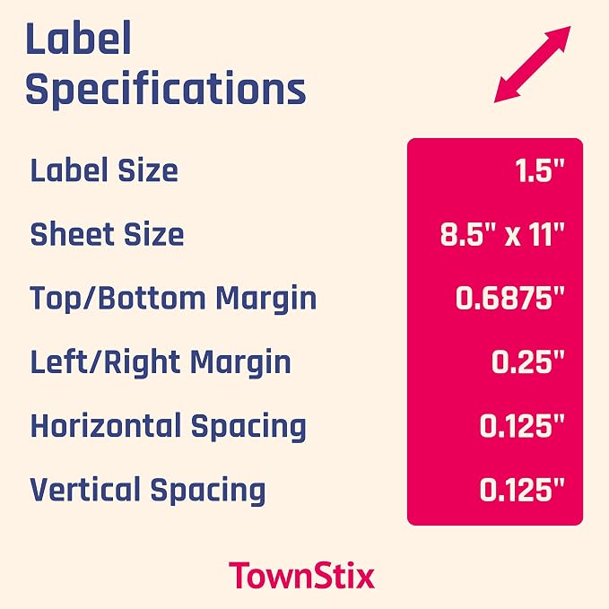 1.5 inch Round Labels Printable Circle Stickers - 8.5" x 11", 30 Sheets | Laser/Inkjet Printing, comes with Print Templates