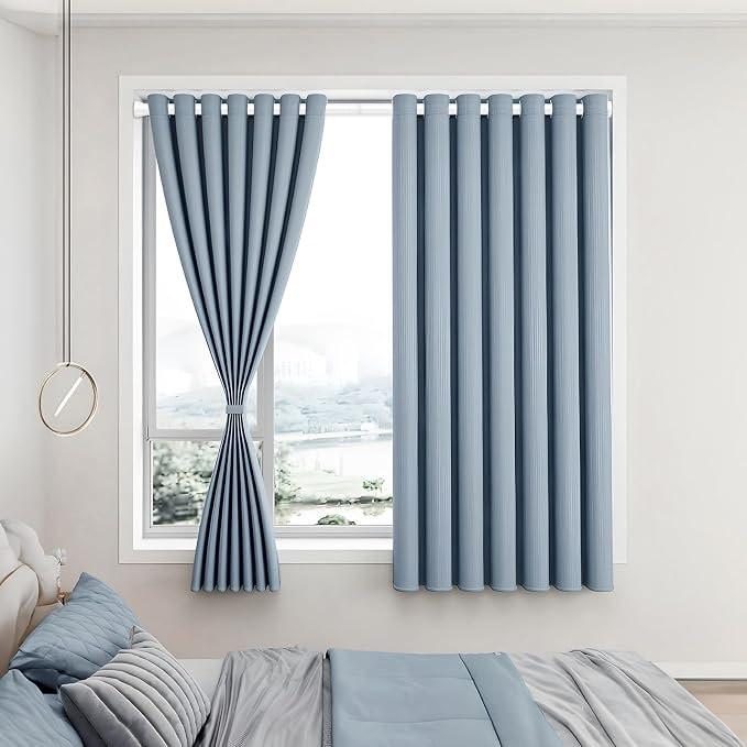AIZESI 4pcs Tension Curtain Rod Spring Tension Rods for Windows 28 to 48 Inch, 7/8 Diameter White, Adjustable Curtain Rod Spring Tension Curtian Rod for Bathroom, Kitchen, Cupboard