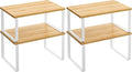SONGMICS Cabinet Organizer Shelf, Set of 2 Kitchen Counter Shelves, Kitchen Storage, Spice Rack, Stackable, Expandable, Metal and Engineered Wood, Cloud White and Natural Beige UKCS02NW (Pack of 2)