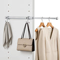 14" Valet Rod for Closets Pull Out, Closet Valet Rod Slide Out with 2 Hooks, Chrome