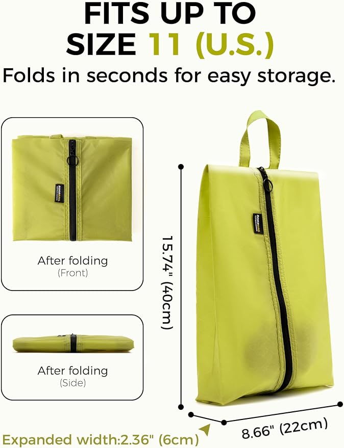 2 Pack Shoe Bags for Travel, Water-Resistant Organizers, Yellow | 100D Composite Nylon, Translucent Design, Large Capacity, Odor and Dust Protection For Gym, Soccer, Golf, Tennis, Baseball