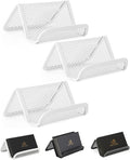 Mr. Pen- Metal Mesh Business Card Holders, 3 Pack, White | Durable Stainless Steel Card Stand for Desk, Office, and Business Use, Straight, Flat and Smooth Design