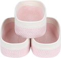 CubesLand Rectangle Woven Cotton Rope Storage Basket for Organizing | Small Basket for Kids, Baby Nursery, Cat Dog Toy Baskets, Organizer Bins for Shelves 3 Packs