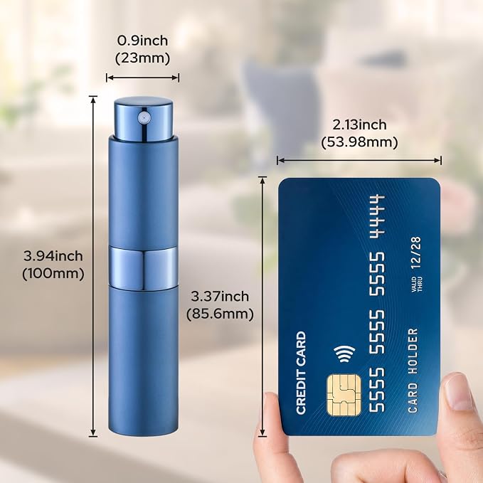 LISAPACK 8ML Atomizer Perfume Spray Bottle for Travel (3 PCS) Empty Cologne Dispenser, Portable Sprayer (Gold, Silver, Blue)