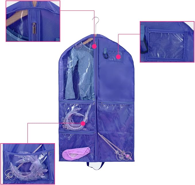 Waterproof Hanging Garment Bag,40 inch Garment Bags for Hanging Clothes,Garment Bags for Travel Storage,Dance Clothes Bag,Kids Garment Bag for Dance Costumes,Sports,Skating,Theatre,Beauty Pageants