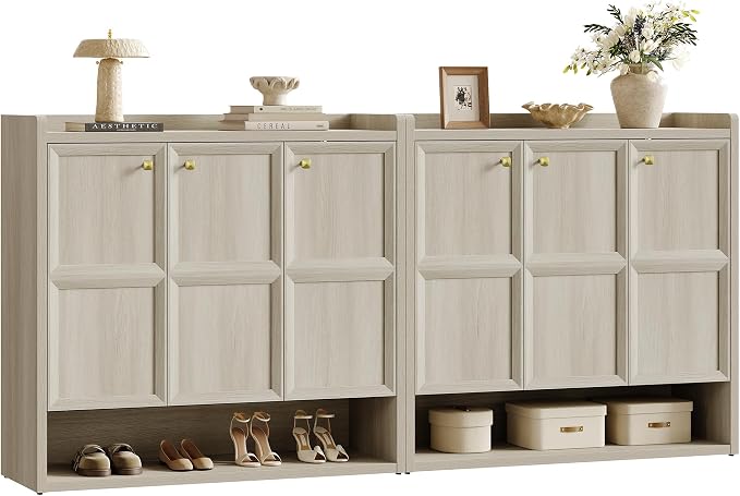 SICOTAS Shoe Storage Cabinet for Entryway, 6-Tier Shoe Cabinet with 3 Doors | 47.6" Wide Extra Large Shoe Cabinet with 3 Doors, Holds Up to 30 Pairs, Adjustable Shelves Shoes Rack Organizer for Hallway