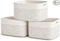 OrganiHaus Rainbow Stitches Cotton Rope Baskets for Shelves, Set of 3 - 15"×10"×9½" - Colorful Storage Baskets for Kids - Nursery, Playroom, Classroom - Toy Storage, Books, Towels