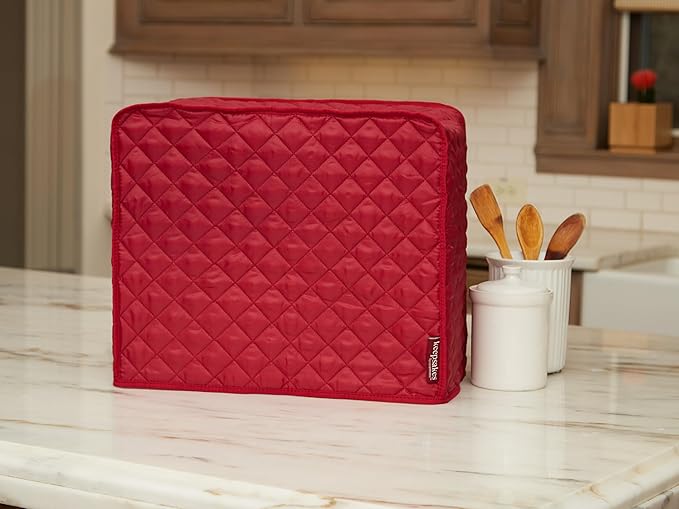 Covermates Keepsakes Rectangular Appliance Cover – Quilted Kitchen Appliance Cover for Countertop Storage – Dust Protection – Stain Resistant – Washable – Slip-On Appliance Design, Red