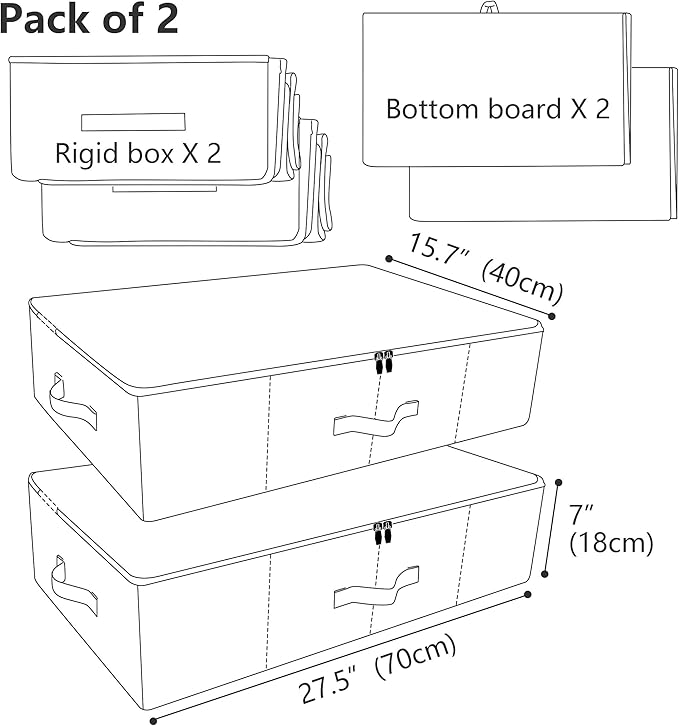 Folding Under the Bed Storage Bin with Lids, Under Bed Storage Containers | underbed storage containers,under bed storage bins, Wardrobe Closet Clothing Blanket, Shoes, Toys Organizer Containers