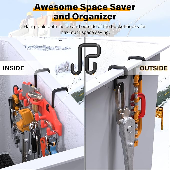 Lineman Tool Board, Bucket Truck Hook Organizer, Line Work Buckets Accessories,Tool Organizer for Bucket Trucks and Lineman, Including Two 3” Aerial Bucket Hooks and Two 2” Aerial Bucket Hooks.