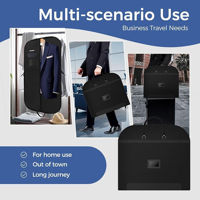 Garment Bag for Closet Storage and Travel 43-Inch Waterproof Dustproof Suit Luggage Bag Unisex Clothes Bag Durable 600D Oxford Fabric 2-in-1 Hanging Suit case Coat Bag for Man, Woman