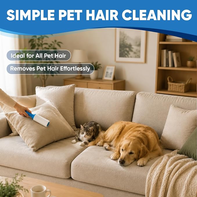 1200 Sheets Lint Roller for Pet Hair, Lint Remover, Extra Sticky with Spiral Easy Tear & Ergonomic Handle, Multipurpose for Clothes, Furniture, Carpet & Car Seats