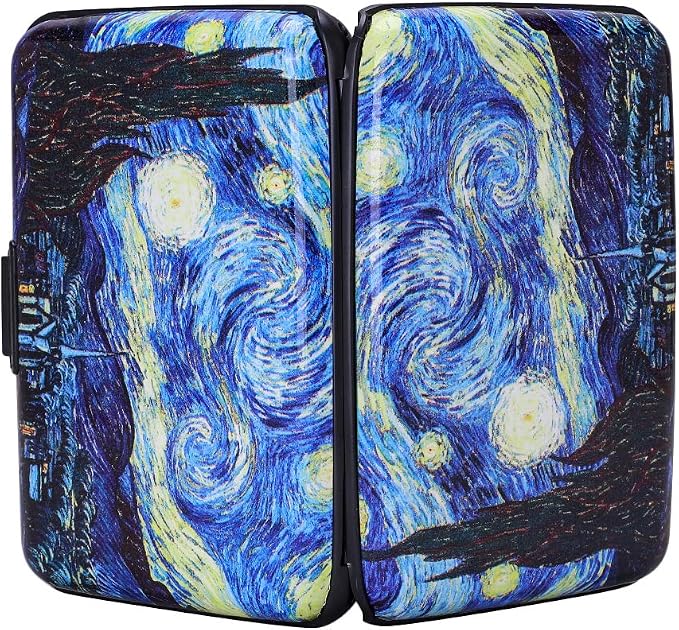 ELFISH RFID Blocking Credit Cards Holder Aluminum Wallet Metal ID Case for Men Women (see moon)