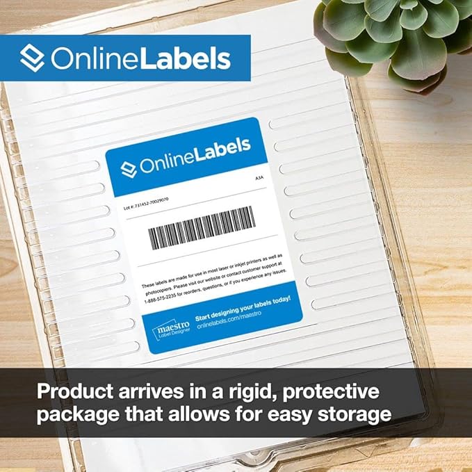 Removable Sticker Paper, White Matte, 500 Sheets, 8.5 x 11 Full Sheet Label, Inkjet or Laser Printer, Online Labels