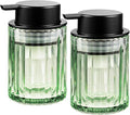Foaming Hand Soap Dispenser, 8oz Refillable Sage Green Glass with Black Pump, for Liquid Soap or Lotion, Vertical Ribbed Decor for Bathroom Vanity, Kitchen, Commercial Use - 2 Pack