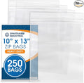 Spartan Industrial - 10” X 13” (250 Count) 4 Mil Thick Bulk Clear Reclosable Zip Plastic Poly Bags with Resealable Lock Seal Zipper - Heavy Duty and Durable