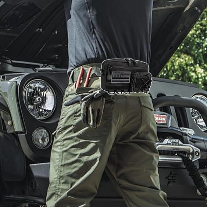 Tactical Molle Pouch Tool Admin Pouch Bag with Drawstring Pocket Flag Patch Utility Organizer Bag for Belt Tactical Vest Backpack