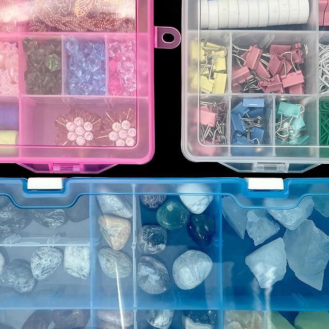 DUOFIRE Plastic Organizer Container Storage Box Adjustable Divider Removable Grid Compartment for Jewelry Beads Earring Container Tool Fishing Hook Small Accessories(34 Grids, White X 2 Pack)