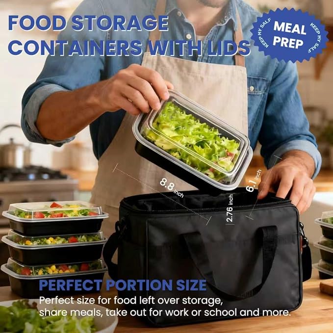 38 oz 50 Pack Meal Prep Containers Reusable, Disposable To Go Food Containers with Lids BPA Free, Plastic Food Storage Containers Microwave/Dishwasher/Freezer Safe Take Out Containers for Leftovers