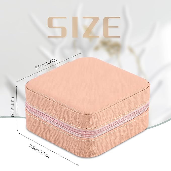 Neveika Jewelry Box with Mirror,Small Jewelry Organizer Box，Travel Jewelry Case for Women，Gift Jewelry Boxes for Female Girls (4pcs mirror pink)