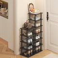 Vertical Shoe Rack - Tall Narrow Shoe Rack Organizer for Small Spaces,12 Tier Bamboo Shoen Shelf for Entryway,Closet,Corner,Doorway,Skinny Shoe Shelf Space Saving Shoe Storage,Free Stackable DIY