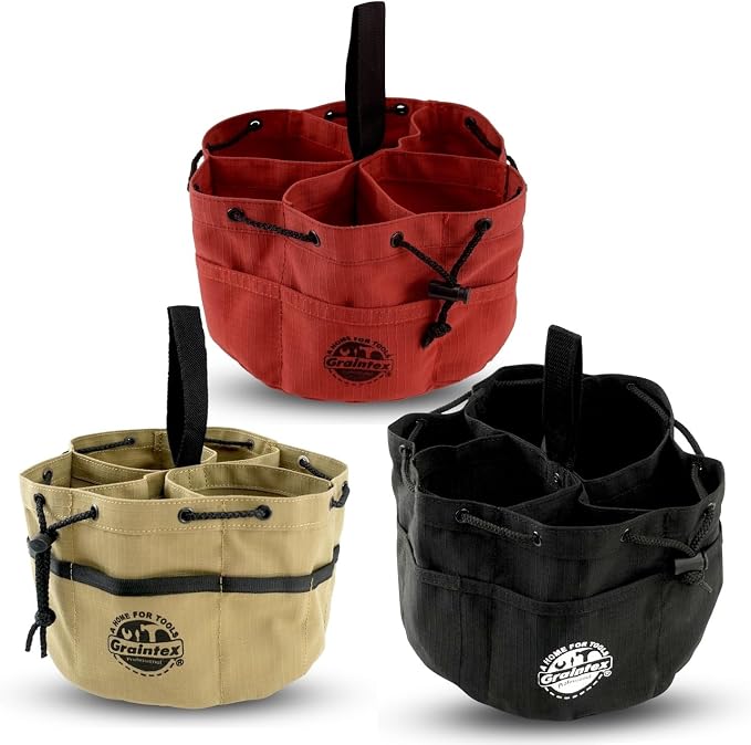 Graintex 18 Pocket Grab Bags Set of 3 Pcs Rip-Stop Canvas, Drawstring Closure, Small Parts Organizer Bag, Small Tools, Screws, Parts, Parachute Tool Bag, Parachute Tool Organizer for Essential Items
