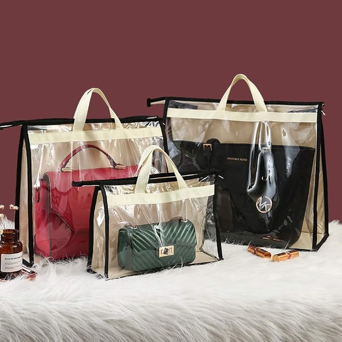 Clear Handbag Storage Bags Purse Organizer for Closet, Zipper Hanging Storage Bag for Handbags, M