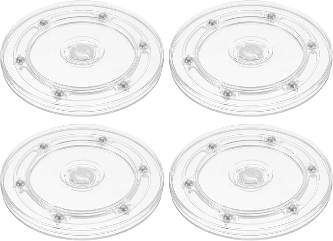 uxcell 4Pcs Acrylic Lazy Susan Turntable, 5.5 Inch Clear Turntable Organizer Ball Bearing 360 Degree Rotating Tray for Spice Rack Table Cake Kitchen Pantry Decorating Bathrooms