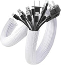 AGPTEK Cable Sleeve, 2Pack 5ft - 1.6 inch Cable Management Desk Cord Cover Organizer Wire Hider for Home Office Computer TV Wire Loom Tubing Pet Proof Cord Protector from Cat Dog Chewing, White
