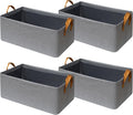 4 Pack Closet Cloth Storage Bins with Handles（Grey 17''L x 12''W x 10''H）
