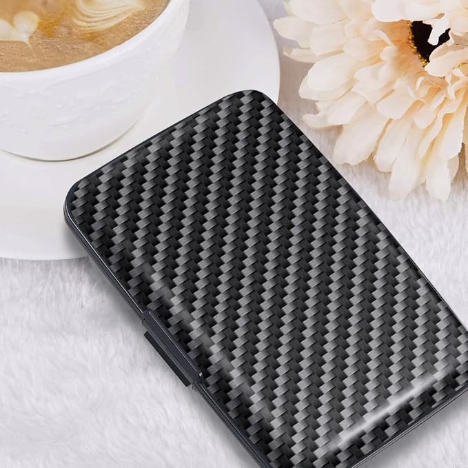 Coco Rossi Credit Card Holder RFID Aluminum Small Mini Wallet Men | Metal Wallet, Business Cards Holder, ID Case, Slim Sleeves, Mens Gift, Carry Proof Wallets for Travel, Carbon Fiber