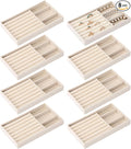 Highergo 8 Pcs Velvet Jewelry Trays Stackable Drawers Organizer Ring Earring Bracelet Necklace Storage Trays, 8.3x4.7x1''(3 Grids,7 Slots)