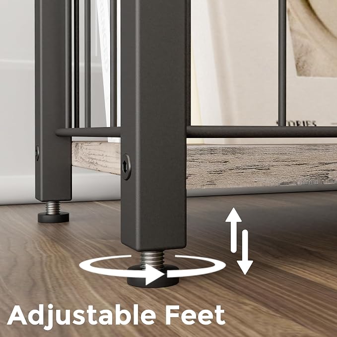 Homleke Narrow Side Tables Set of 2 with Magazine Holder, Skinny End Tables | Space-Saving Design, Small Spaces, Storage Shelf, Metal Frame, Easy Assembly, 7.1" D x 16.9" W x 23.6" H, Greige