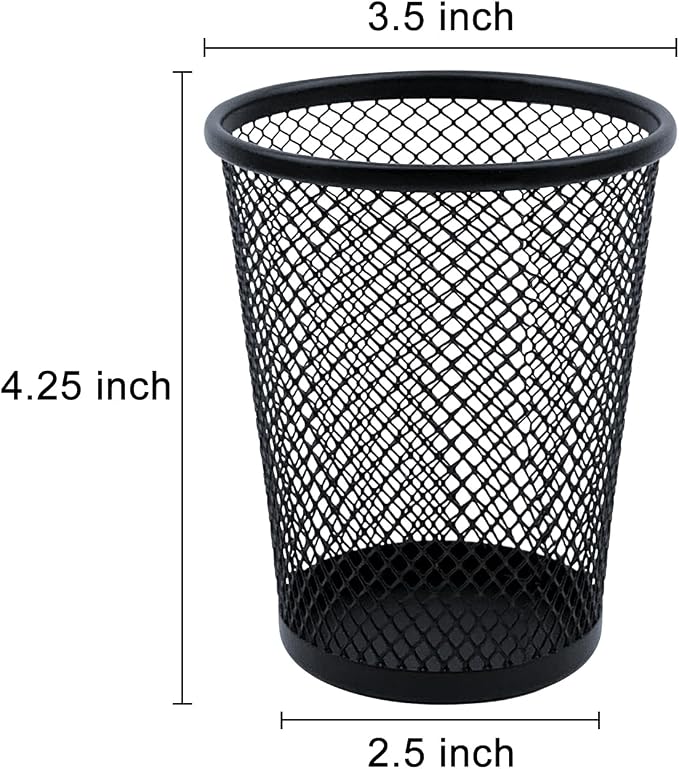 HSYMQ Desk Pencil Pen Holder, Wire Mesh Pen Cup Holder for Desk Organizer and Office Desk Accessories (3 Pack)