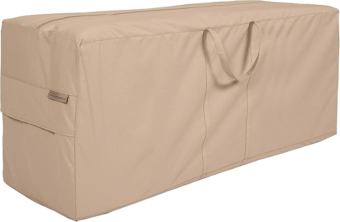 Covermates Ultima Cushion Storage Bag – 600D Ripstop Polyester, Waterproof Zipper, Heavy Duty Patio Cushion Storage with Handles & Vent, 75W x 18D x 26H, Ripstop Tan