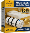 Memory Foam Mattress Vacuum Bag for Moving and Storage, Heavy-Duty Mattress Compression Bag with Adjustable Compression Straps and Dual-Zip Seal (Queen/Full/Full-XL)