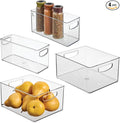 iDesign 4-Piece Plastic Organizer Bin Set, Clear | Two 10" x 8" x 5" Bins, Two 10" x 4" x 5" Bins, For Pantry and Cabinet Organization, Made in the USA