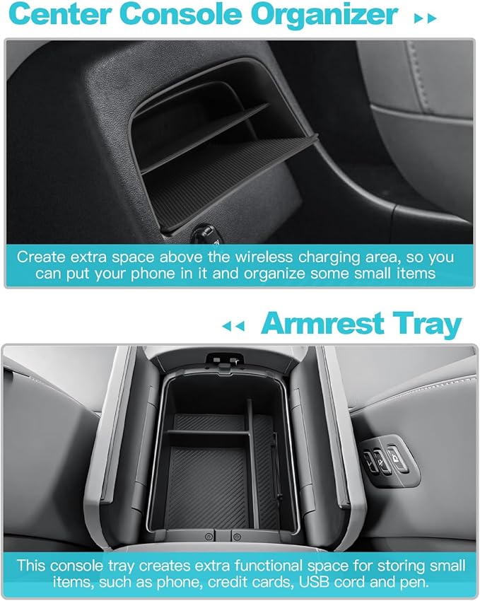 CDEFG 2Pcs for 2026 Hyundai Palisade Center Console Organizer for 2026 Hyundai Palisade Accessories Middle Console Armrest Storage Box (Only for 7-Seater Split Armrest)