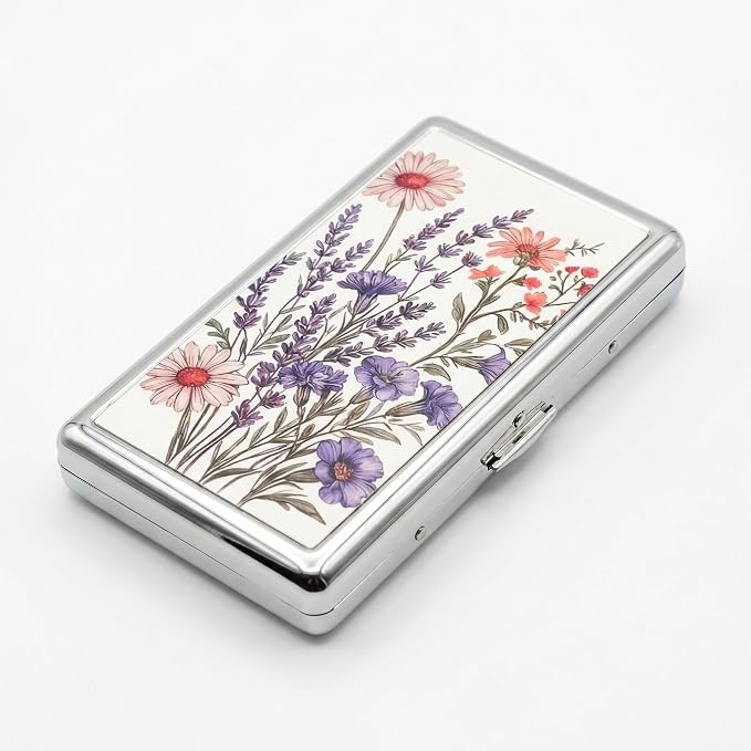 Vintage Art Deco Versatile Card & Cash/Cigarette Holder Case, Slim Metal Wallet for Women Men Credit ID Business Cards (#C)
