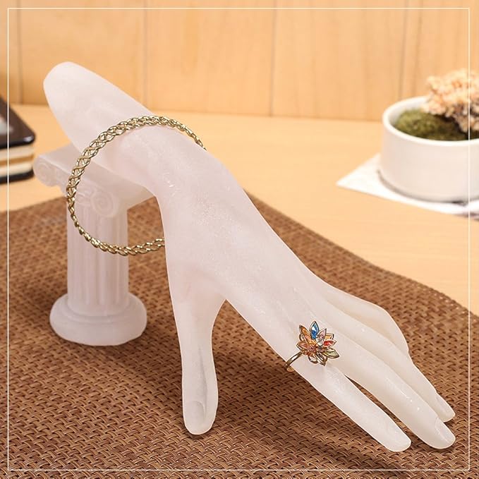 ChezMax Jewery Display Hand Ring Holder - Jewelry Organizer Stand, Necklace Stand, Jewelry Holder, Hand Model Holder Resin Mannequin Shaped Bracelet Holder Jewelry Display for Home Organization