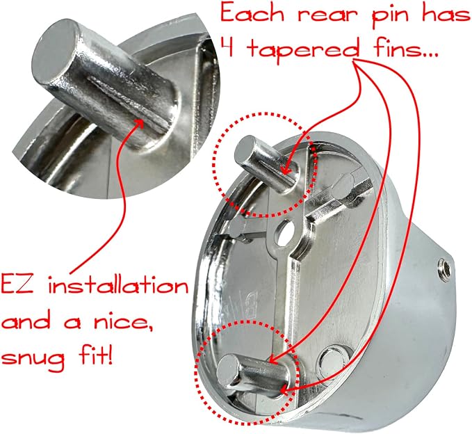 Closet Rod Support Flanges with Rear Pin | Heavy Duty 32mm Diameter Clothes Pole End Sockets for Wardrobes | Polished Chrome | 4 Pair