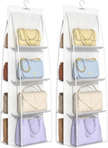 2 Packs 8 Pockets White Handbag Hanging Purse Organizer for Closet, Purse Storage, Purse Hanger and Handbag Organizer for Space Saving