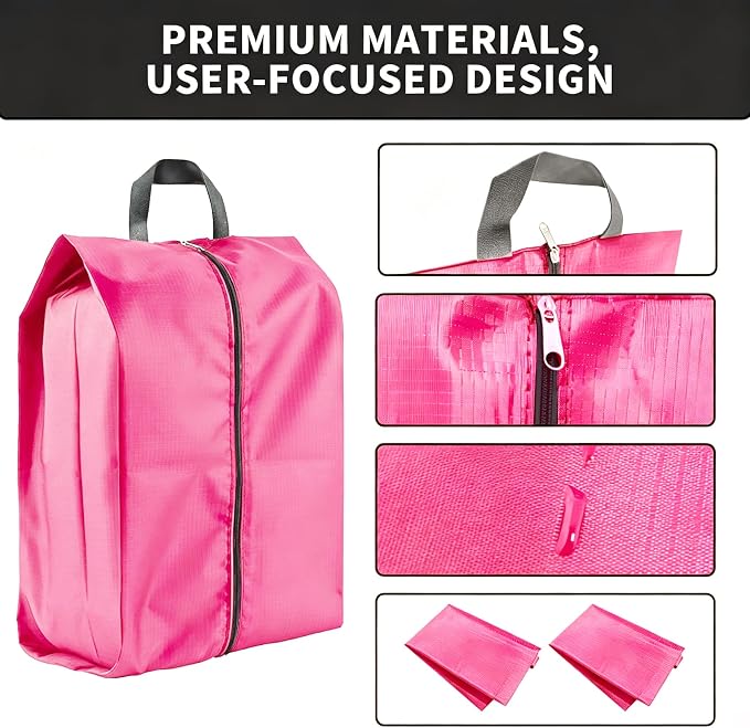 1 Pack Shoe Bags, Reusable Waterproof Shoe Bag for Travel, Gym, Sneaker Storage, Packing in Suitcase (1, Pink)