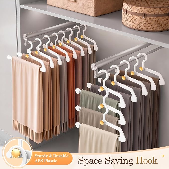 Hangers for Pants 20-Pack, Space Saving Closet Organizer for Jeans Slacks,Non-Slip Hanger for Leggings,Jeans, Slacks, Scarves(White)