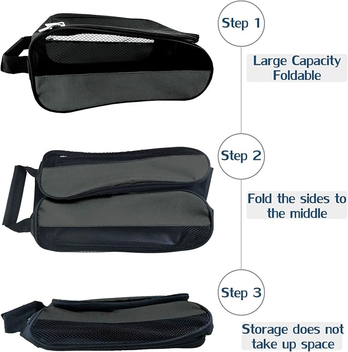Golf Shoe Bag, Gray Golf Shoes Bags Men/Women Outdoor Zippered Carrier Bags with Ventilation Sport Shoes Bag Travel Shoe Bags (Grey)
