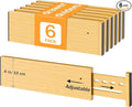Bamboo Drawer Dividers, 4" High Drawer Organizers for Clothes/Utensils | 16.5-21.8" Expandable Wooden Drawer Separators for Dresser, Kitchen, Bathroom, Nursery, Office Organization & Storage, 6 Pack