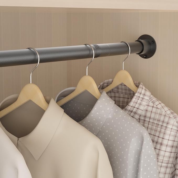 Adjustable Closet Rod 35-44 Inch - 1.3”Diameter Heavy Duty Closet Rods for Hanging Clothes - Simple Clothes Rod for Closet - Versatile Closet Poles for Hanging Clothes - Closet Bar