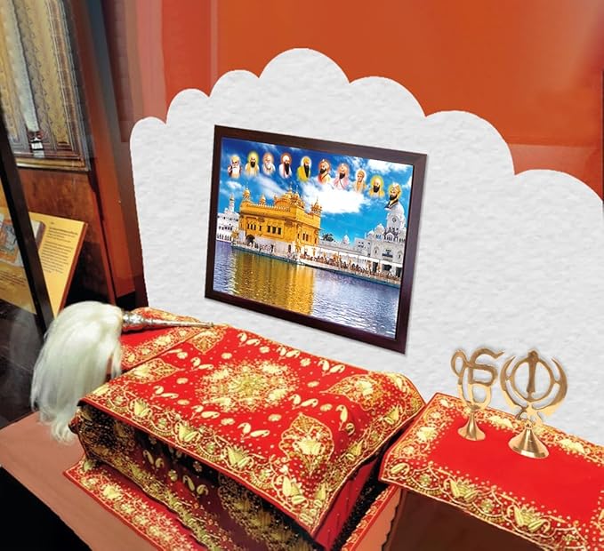 HandicraftStore Sikh Guru Blessing Poster, Golden Temple Art, 30x24 cm, Framed Wall Art for Home Decor, Religious Gift