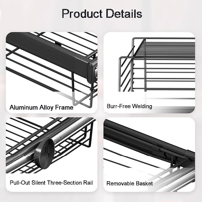 Adjustable Width Pull-Out Clothing Storage Basket,Pull Out Drawer Organizer Containers Storage Bin,for Home Office Bedroom Laundry Room(Color2,456x(720-770) x272mm)